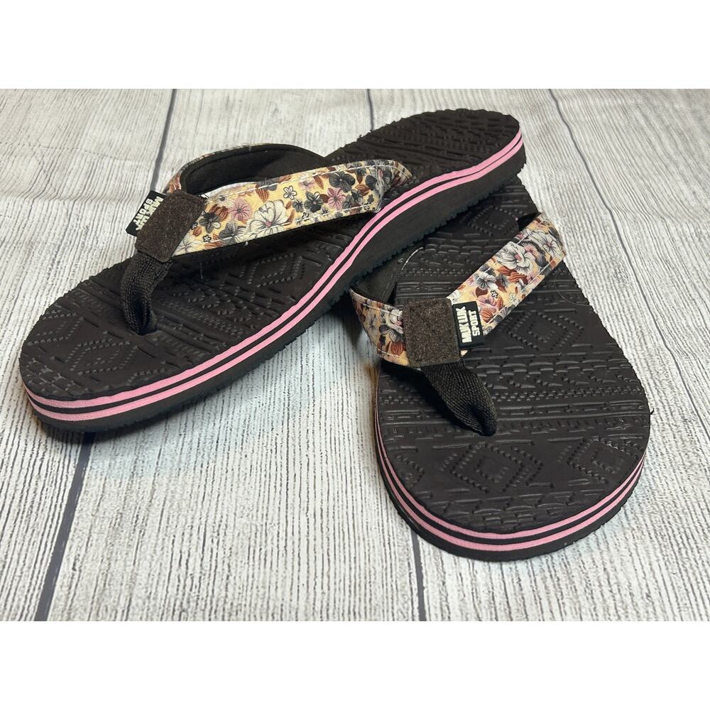 MUK LUKS Boho Floral Flip Flop Sandals Women 7 GUC